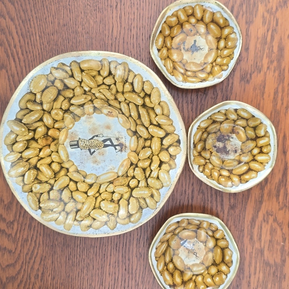 Mid Century 50s Vintage Mr. Peanut Branded Snack Set Bowls Set Of Three
